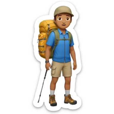 man with backpack and hiking clothes, full body sticker