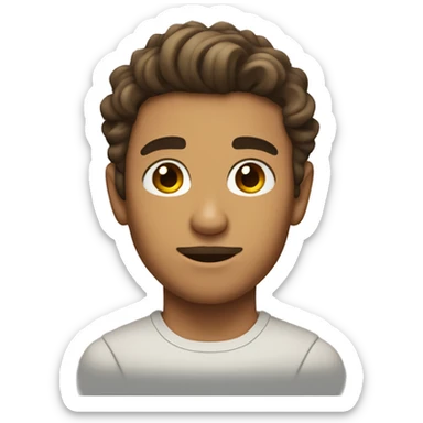 a tanned boy with thick eyebrows a light mustache a jawline and wavy hair sticker