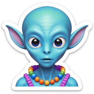 alien living in desert, colorful, accessories, just face  sticker