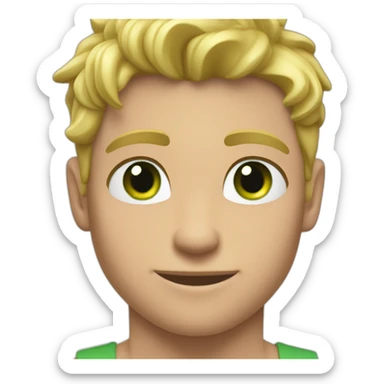 Muscular boy, shirt off, blond hair ,green eyes sticker