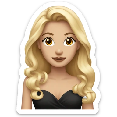Gorgeous blonde woman, brown eyes, long hair, wearing a black gown sticker