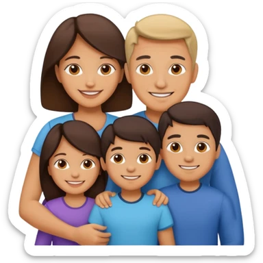 cute family with 2 parents and 2 children sticker