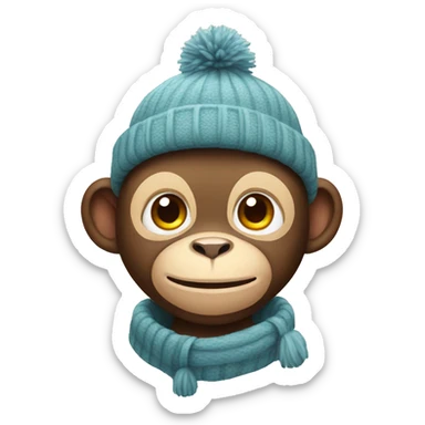 Cute monkey with winter hat sticker