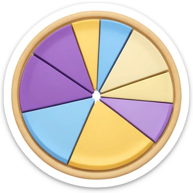 A pie chart with purple, yellow and blue colors only sticker