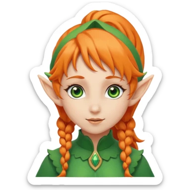 Orange Haired Elf, Elf girl with orange ponytail hair sticker