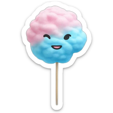 cotton candy on a stick blue and pink sticker
