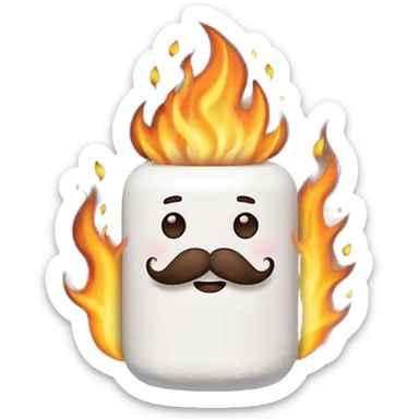 marshmallow on fire with mustache, just marshmallow sticker