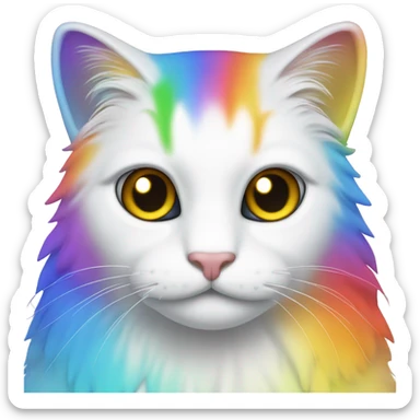 Gato con colores del arcoíris y con alas color blanco  sticker