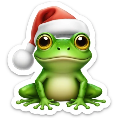 frog wearing santa hat sticker