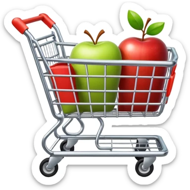 empty shopping cart, simple, bold, expressive, apple emoji style sticker