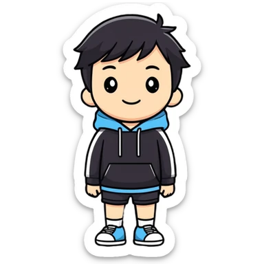 playful short person cartoon sticker style, minimal or no clothing, non-explicit, suitable for general audience sticker