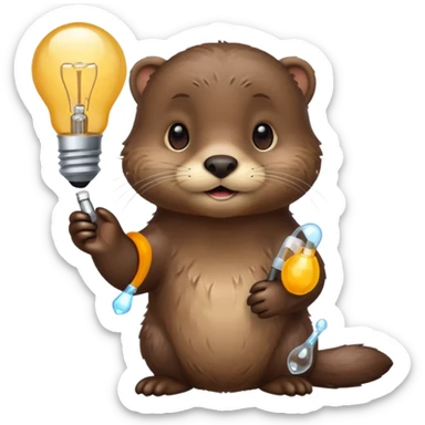 otter holding one lightbulb sticker