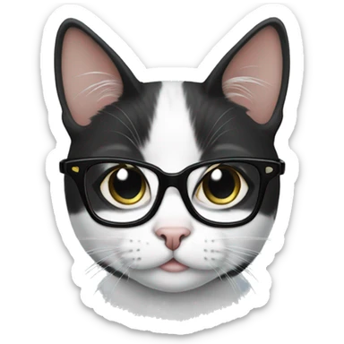 black and white cat wearing glasses sticker
