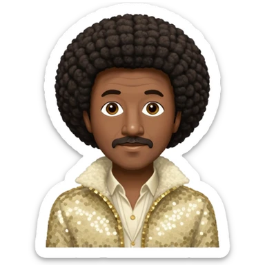 Walter Williams from The O'Jays with dark brown afro hair, cream sequin outfit sticker