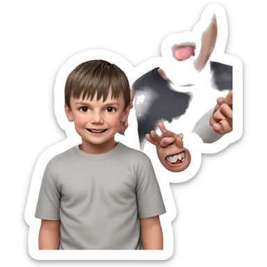 smiling boys in horror scene sticker