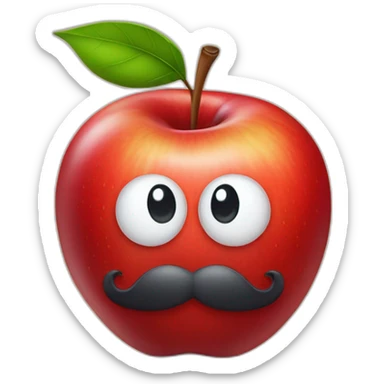 red apple with monocle sticker