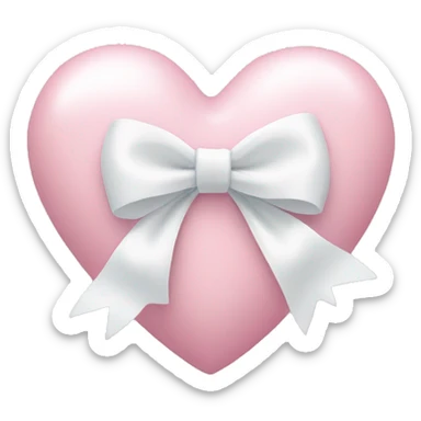 Pastel pink heart with white bow sticker