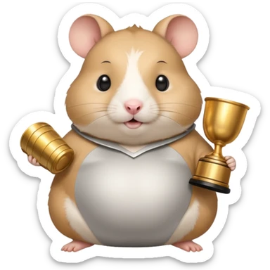 Insanely fat hamster holding Stanley cup sticker