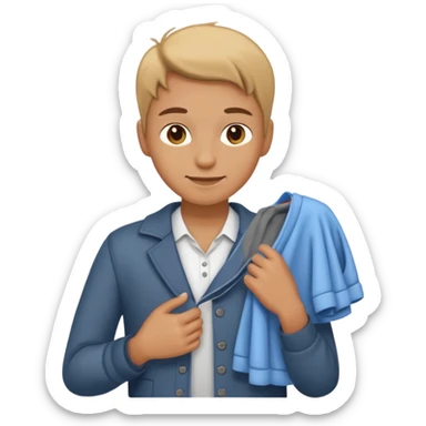 A smirk face with their hand holding clothes sticker