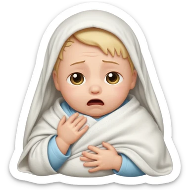 a swaddled baby crying sticker