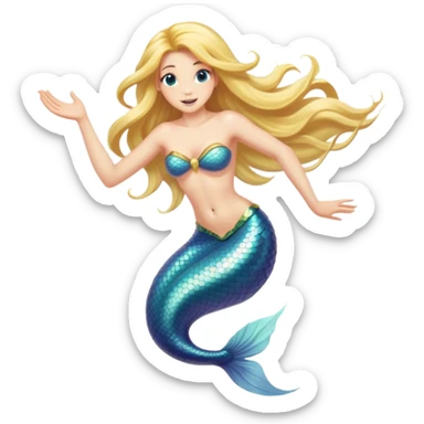 Flying male mermaid with long blonde hair and long nails sticker