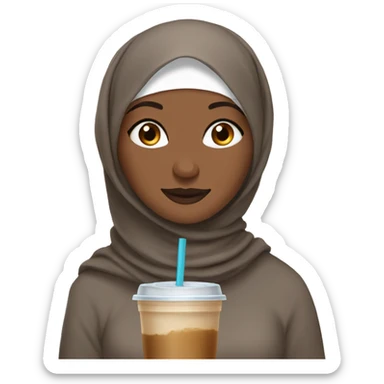 brown hijabi with an iced coffee sticker