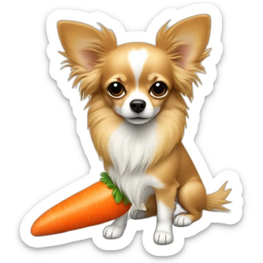 Long hair sand chihuahua with a carrot plush sticker