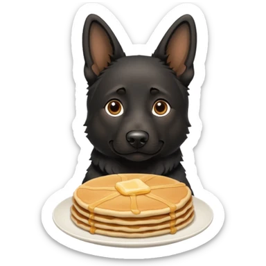  black German shepherd with folded ears and pancakes sticker