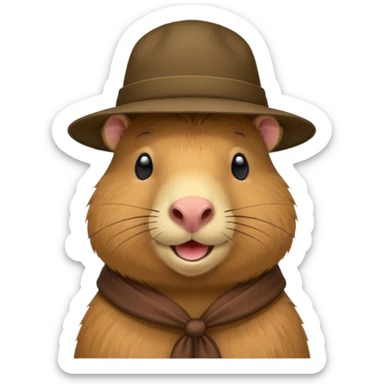 Realistisk Capybara med hat sticker