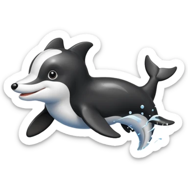 a combination of a dolphin and a boarder collie as one animal sticker