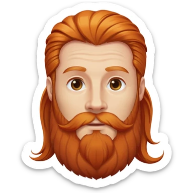 A head from the man who have long hair and long beard and he is a ginger or redhead sticker