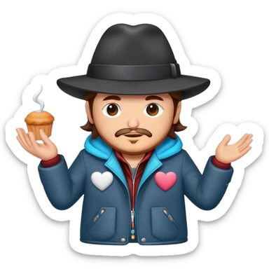 zucchero sugar fornaciari wearing a hat in a jacket sticker