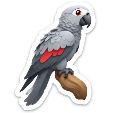 Gray parrot with red feather on his tail sticker