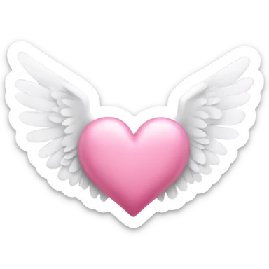 pink heart with white wings sticker