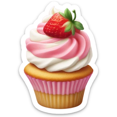 Cupcake with Strawberry cheesecake  bites on top sticker