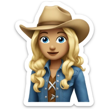 Blonde cowgirl blue eyes sticker