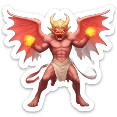 demon from hell fighting against angels sticker