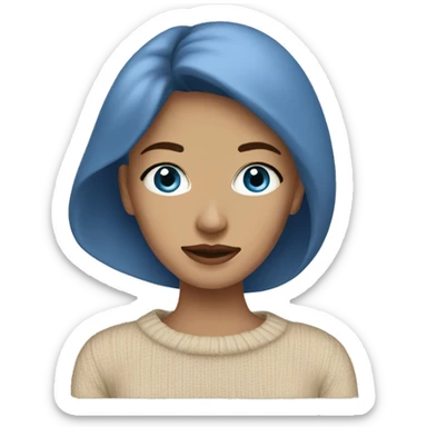 Blue eye woman beige sweater sticker