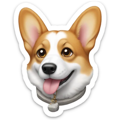 Corgi with a stone collar with a bone sticker