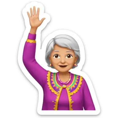 Old lady hands up raise the roof dancing  sticker