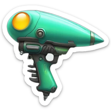 friendly alien with comedy raygun sticker