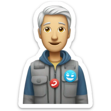 un homme qui représente une page internet sticker