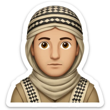 Portrait of a male Iraqi civilian with a neutral expression 1980 sticker
