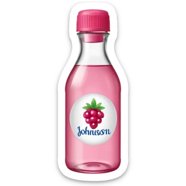realistic Johnson and Johnson style bottle pink cap pink logo clear bottle with berry party logo with diddy oil and a berry on top bottle sticker