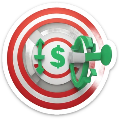 A target with a dollar sign in the center, symbolizing achieving a financial goal. sticker