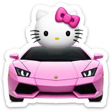 Hello kitty in a pink lamborghini sticker