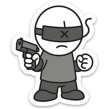 Hank J. Wimbleton, minimalist cartoon style sticker