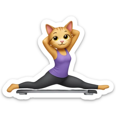create a cat doing a pilates sticker