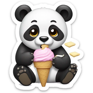 Panda eating ice cream sticker