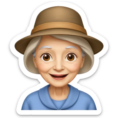 old lady hat sticker